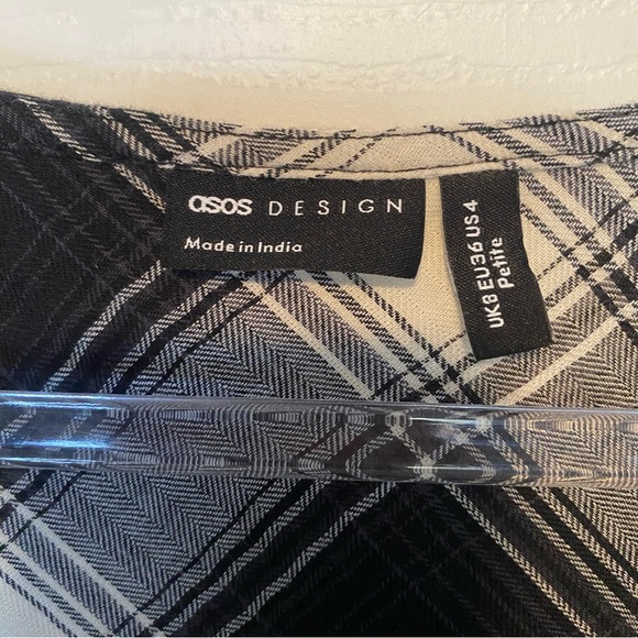 ASOS Petite Mini Tea Dress in Black Check - Picture 10 of 14